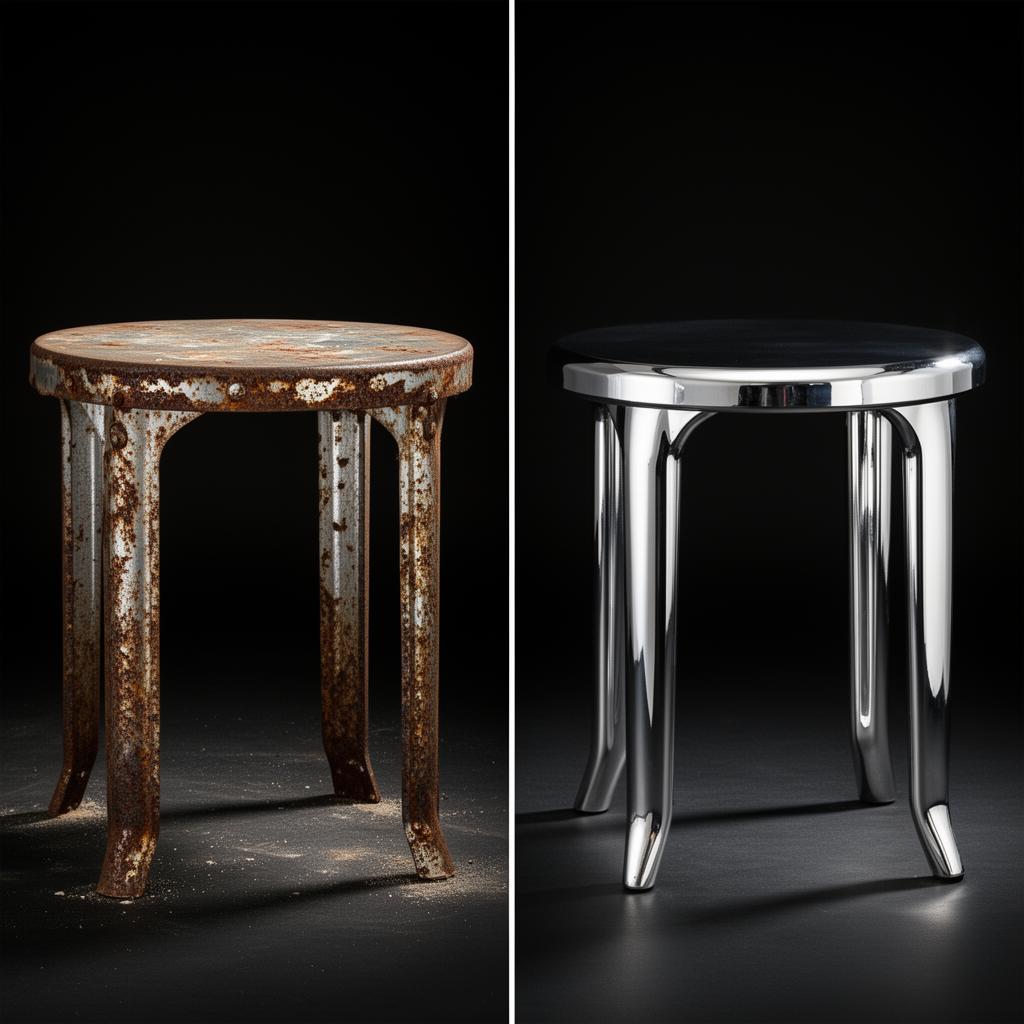 Antes y después mesa restaurada